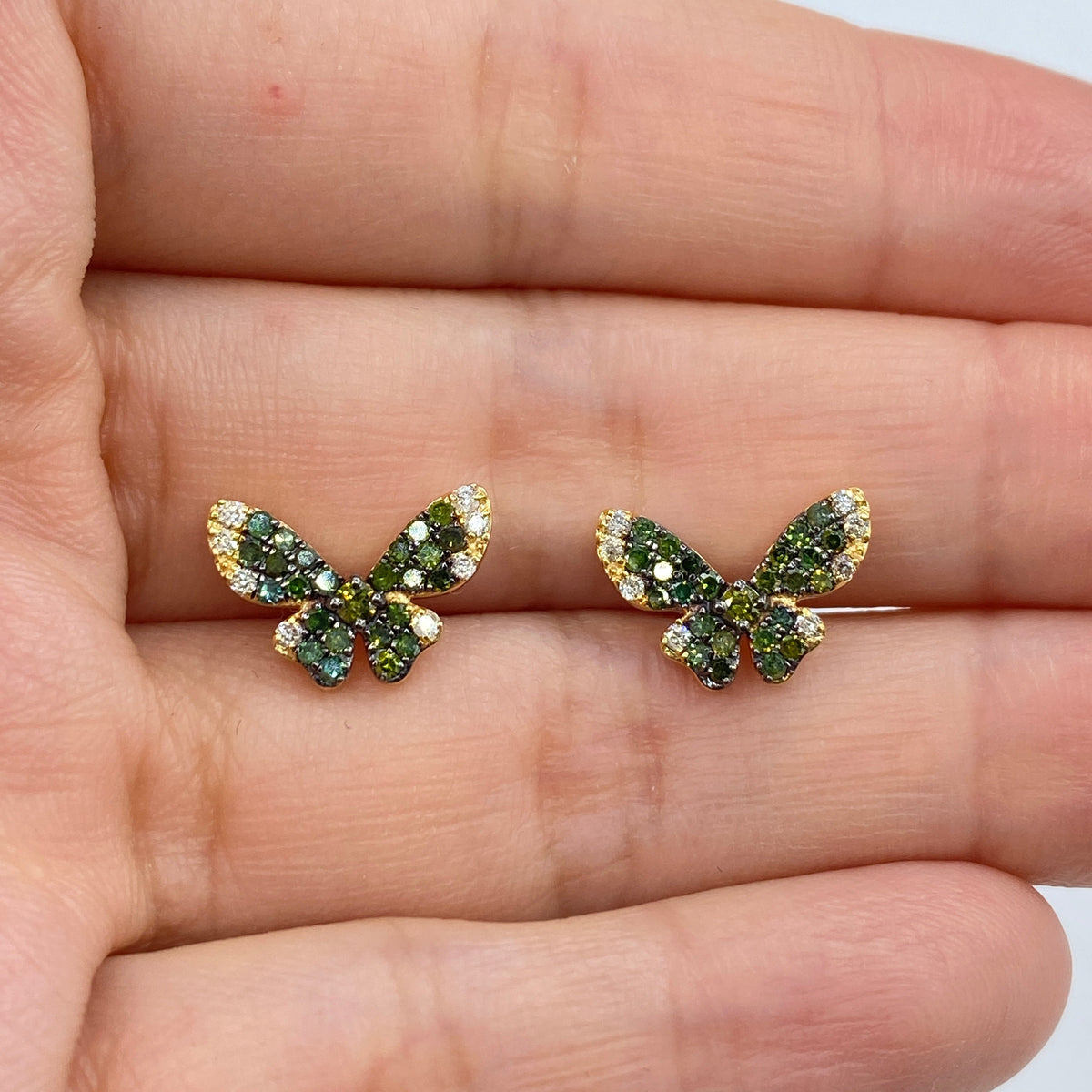 14K Gold Lucky Butterfly Diamond Earrings - additional product view 5