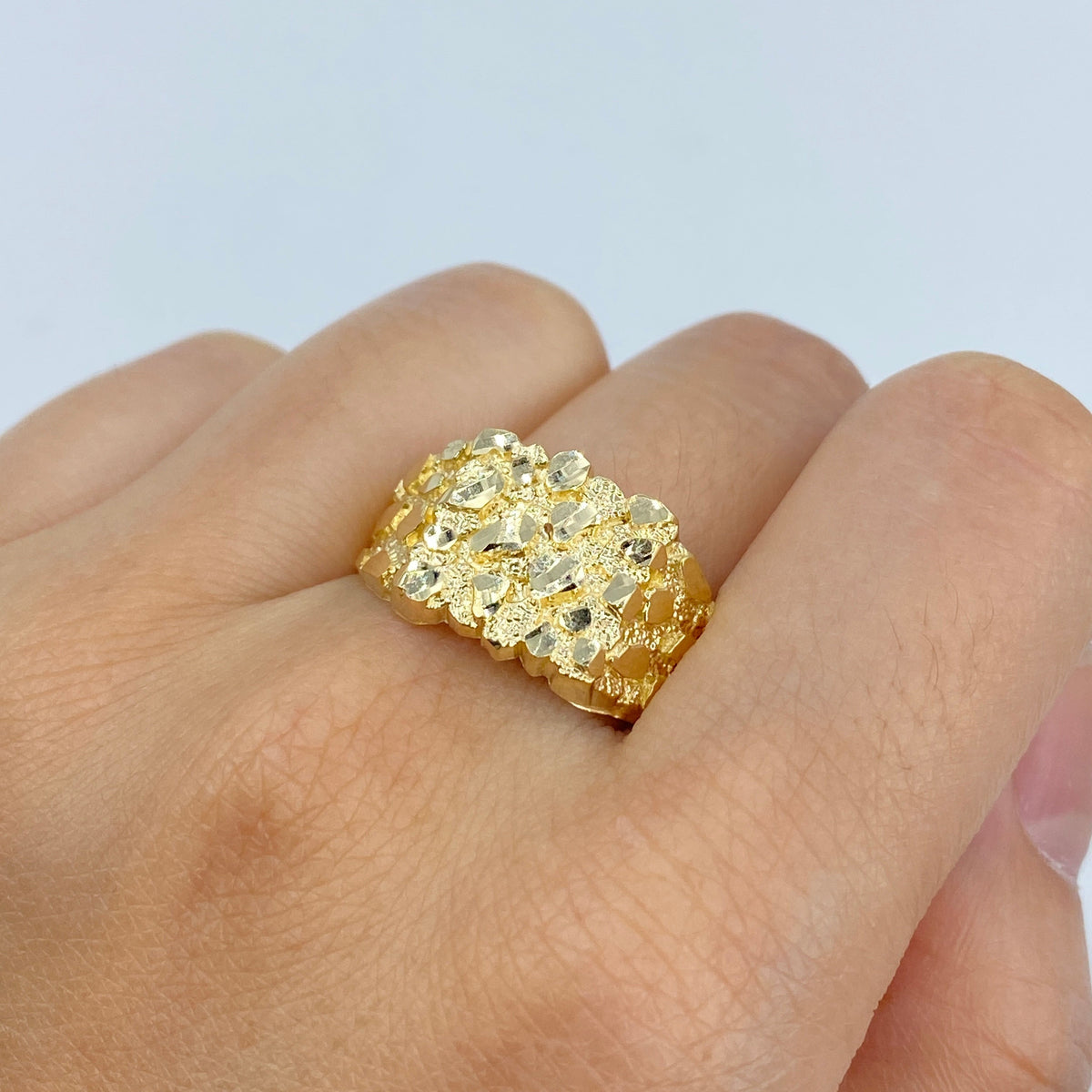 10K Gold Chunky Nugget Ring, 12.4mm - close-up product photo