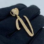 14K Gold Initial V Script Heart Diamond Pendant - additional product view 3