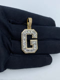 Initial G Baguette Diamond Pendant in yellow - close-up product photo