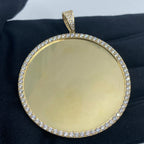 14K Gold Round Picture Photo CZ Pendant - additional product view 2
