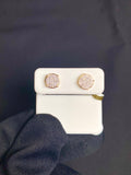 10K Gold Circle Castle Diamond Earrings in yellow gold - close-up product photo