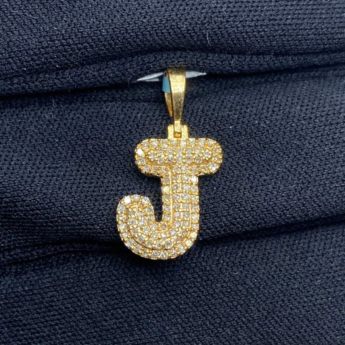 14K Gold Initial J Bubble Diamond Pendant - additional product view 2