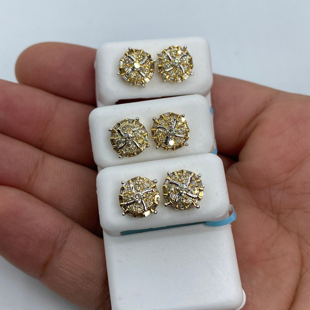 14K Gold Circle Spiral Diamond Baguette Earrings - additional product view 2