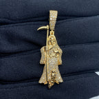 10K Gold Santa Muerte Grim Reaper Diamond Pendant - additional product view 2