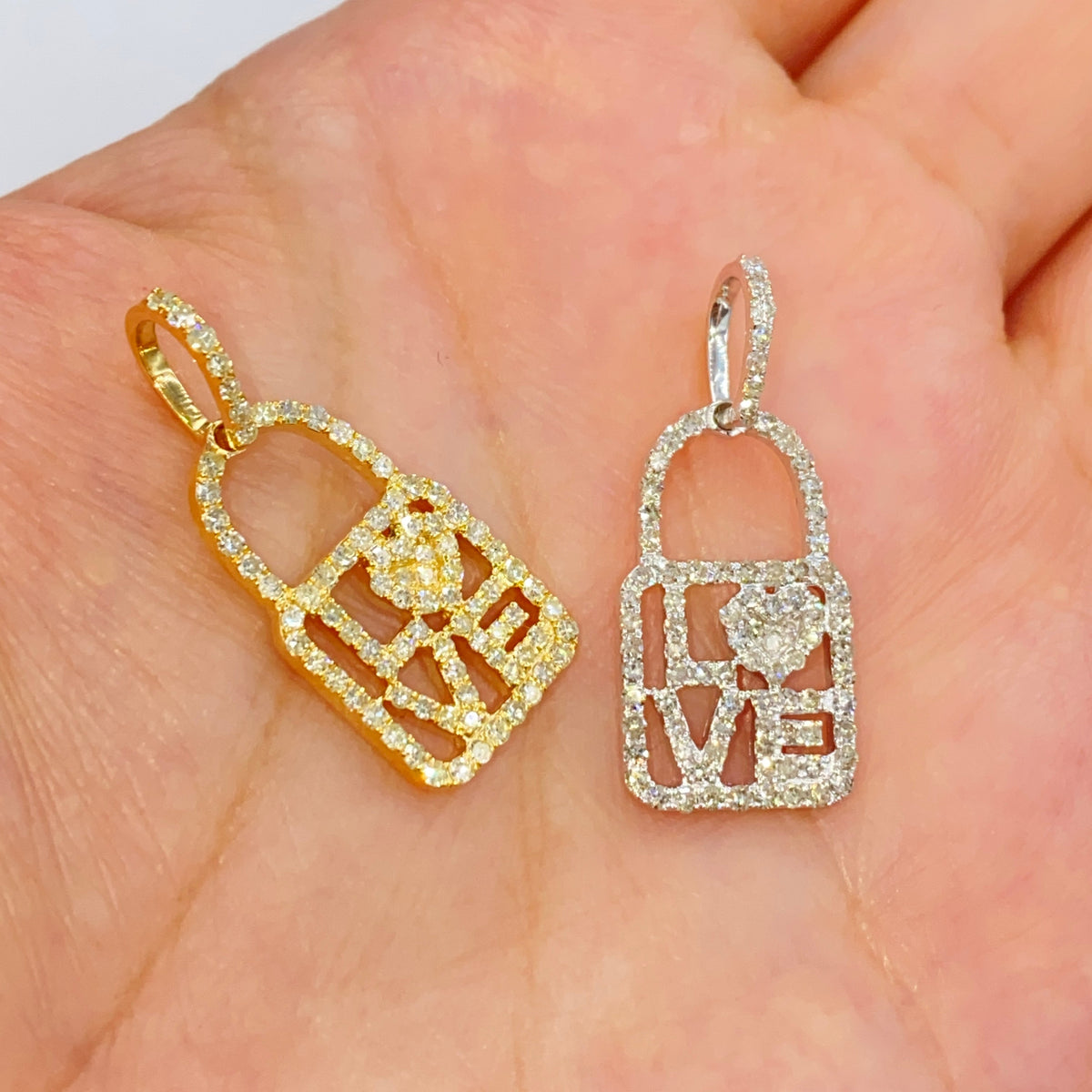 14K Gold Love Lock Diamond Pendant - additional product view 2