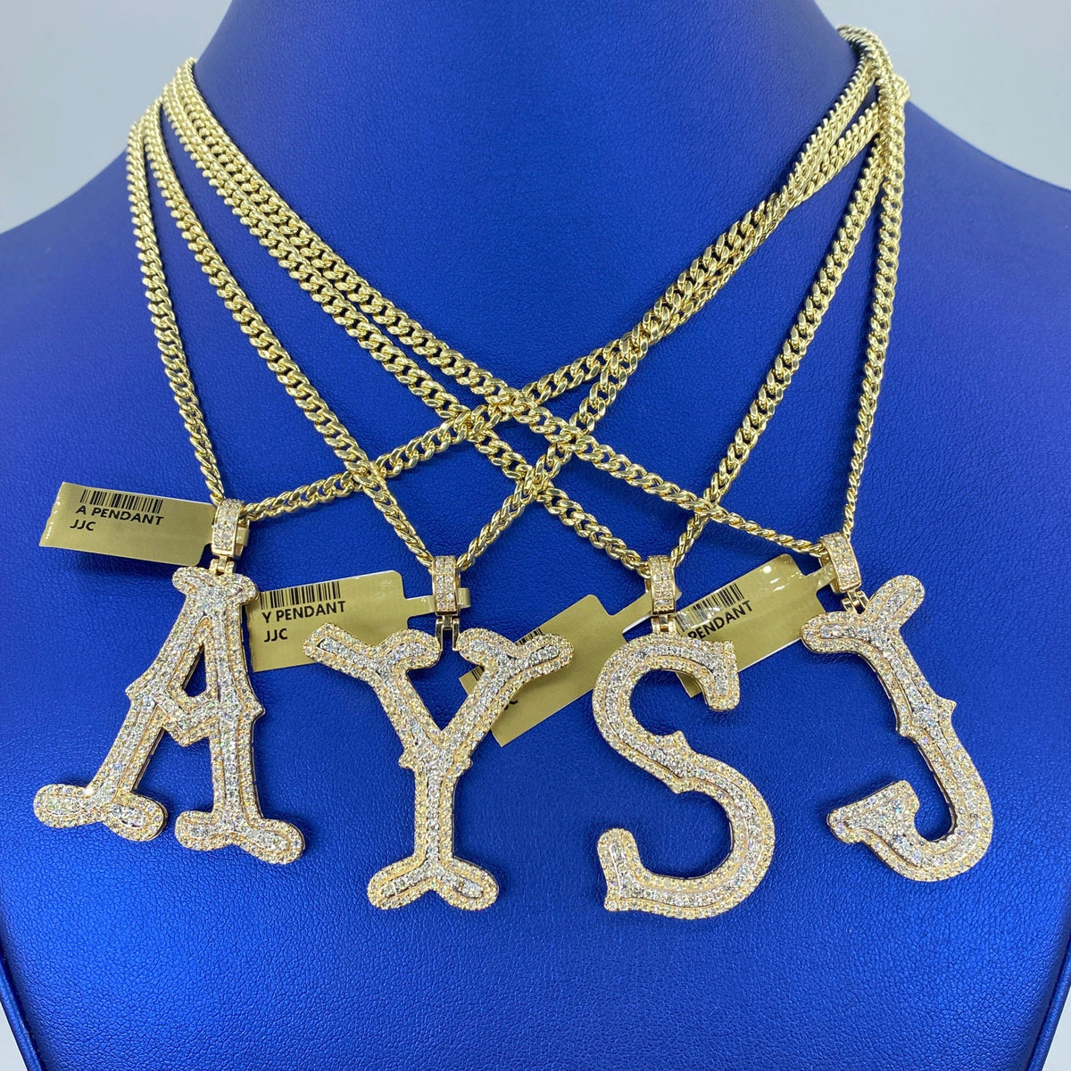 Old English Initial Letter Diamond Pendants Full Collection - additional product view 2