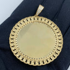 14K Gold Cuban Circle Picture Photo CZ Pendant - additional product view 4