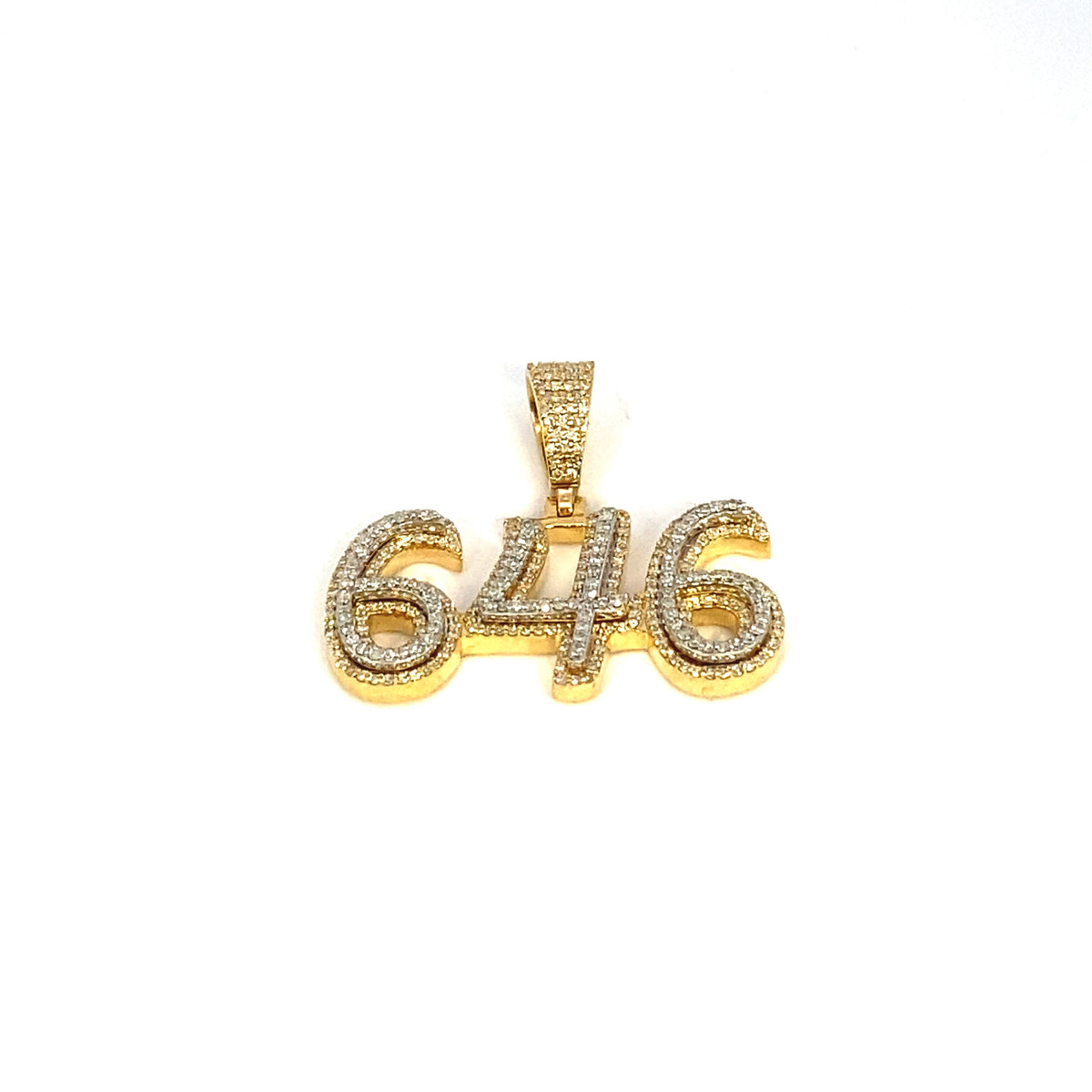 14K Gold 646 Area Code Diamond Pendant - additional product view 2