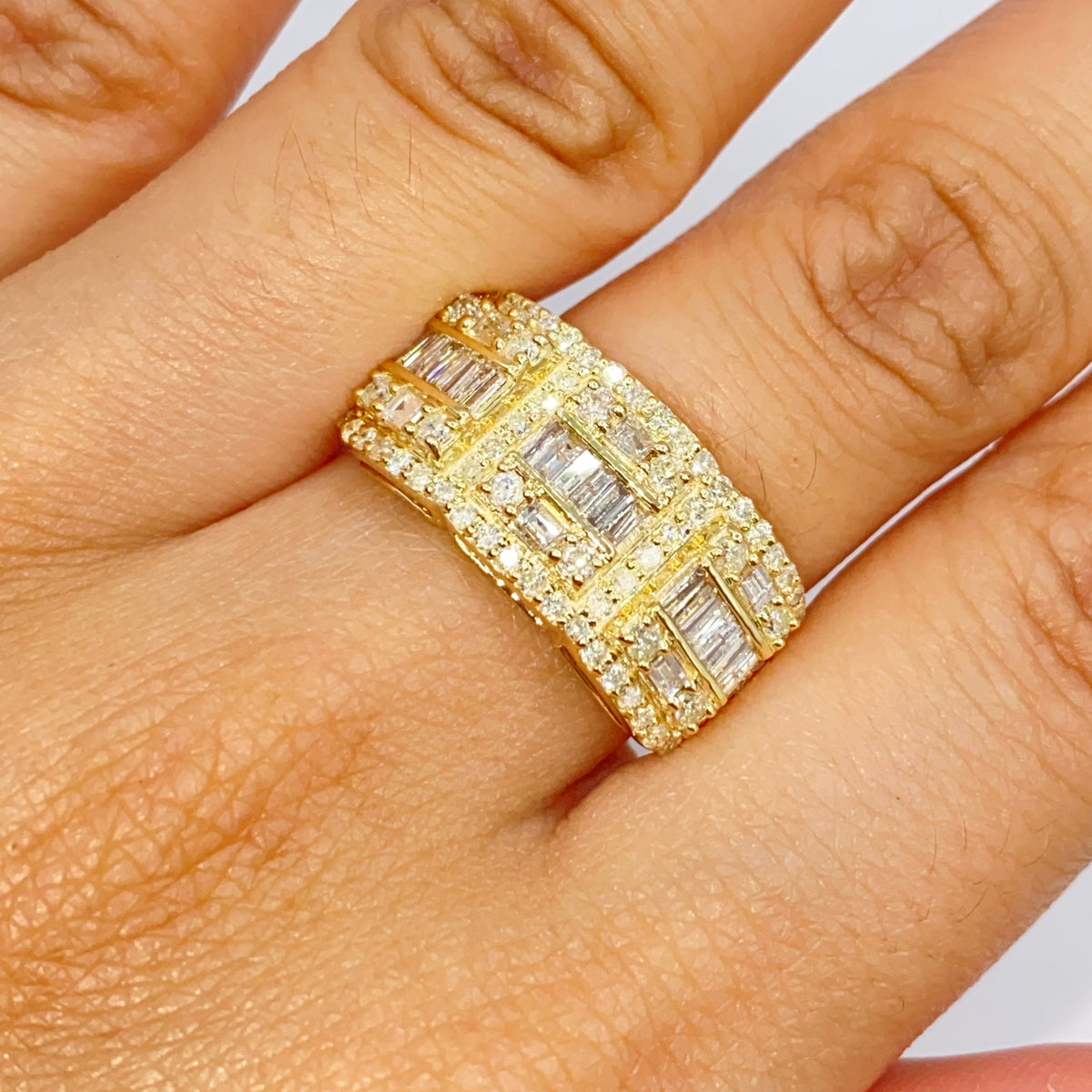 10K Gold 10.5mm Rectangle Diamond Baguette Ring - additional product view 3