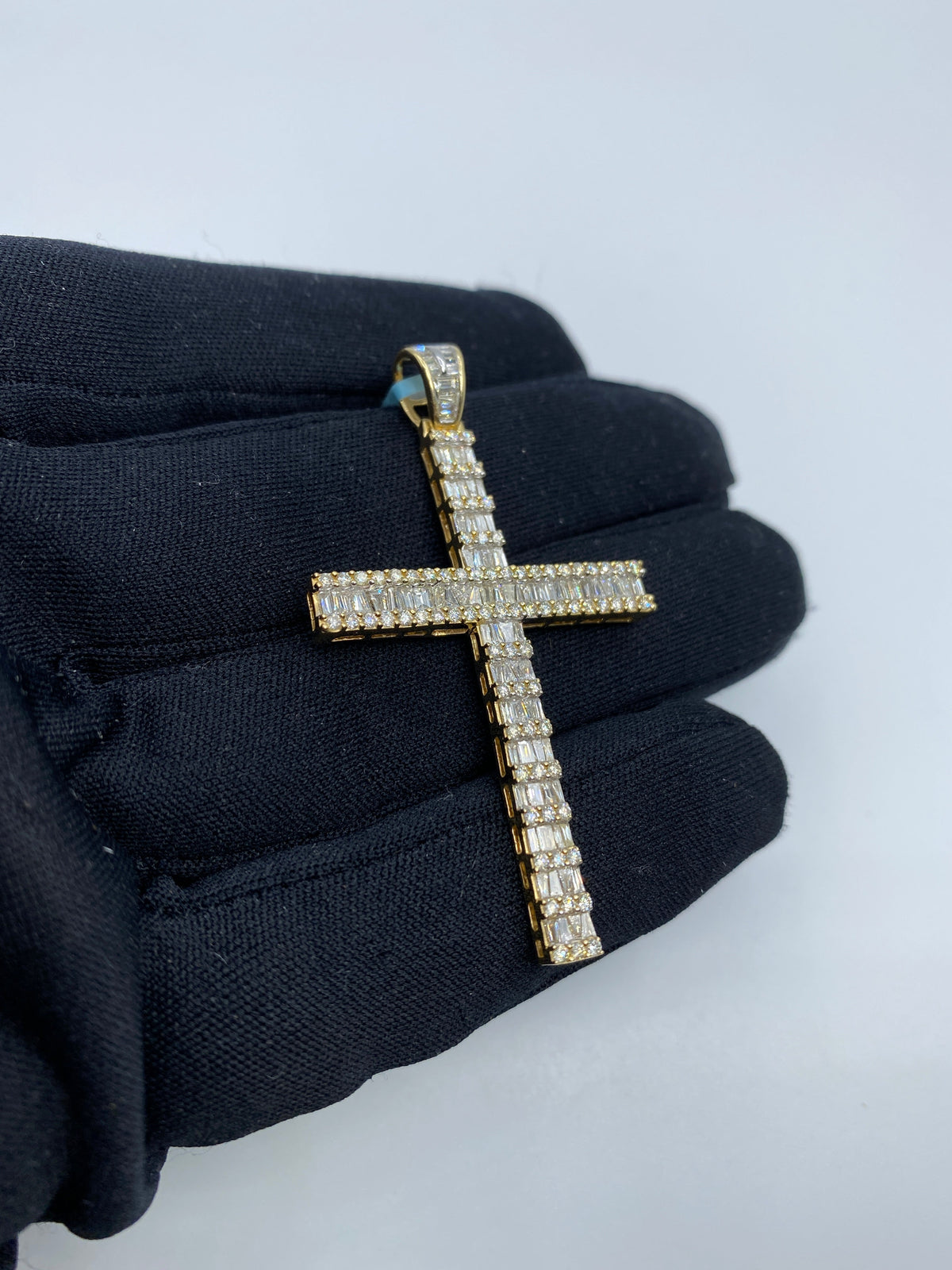 14K Gold Cross Diamond Baguette Pendant - additional product view 3