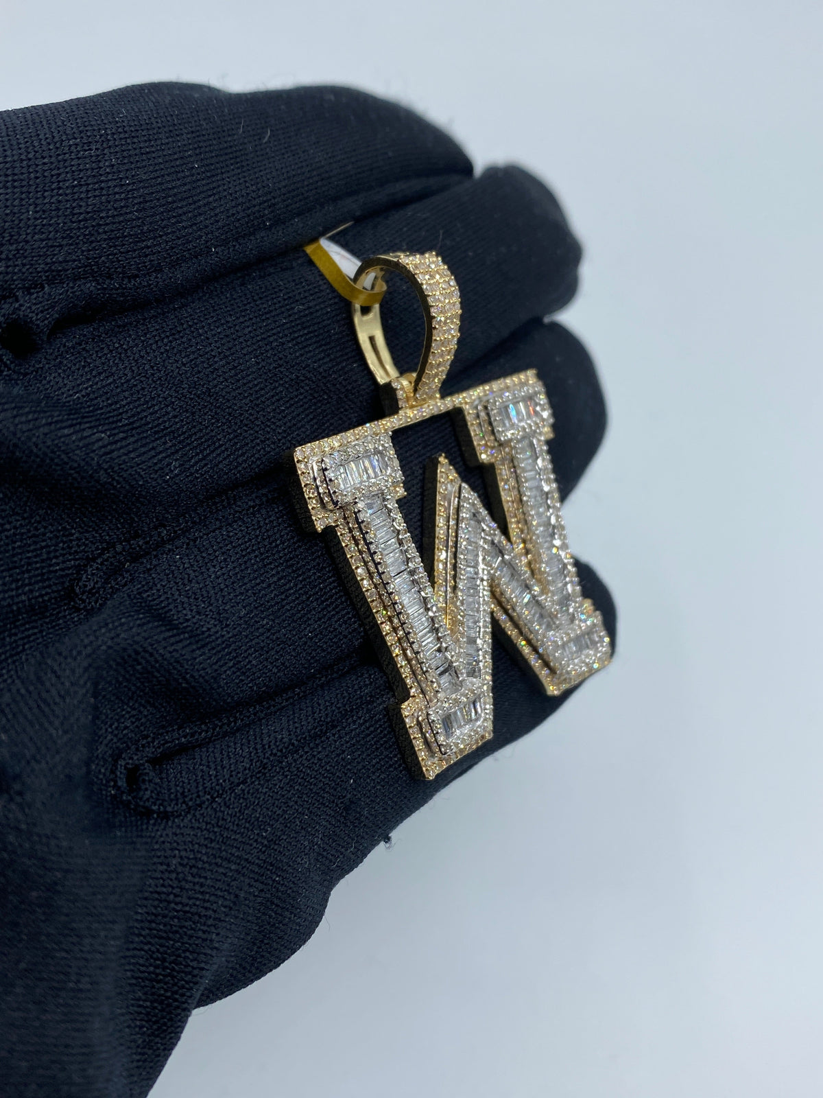 Initial W Baguette Diamond Pendant - additional product view 3