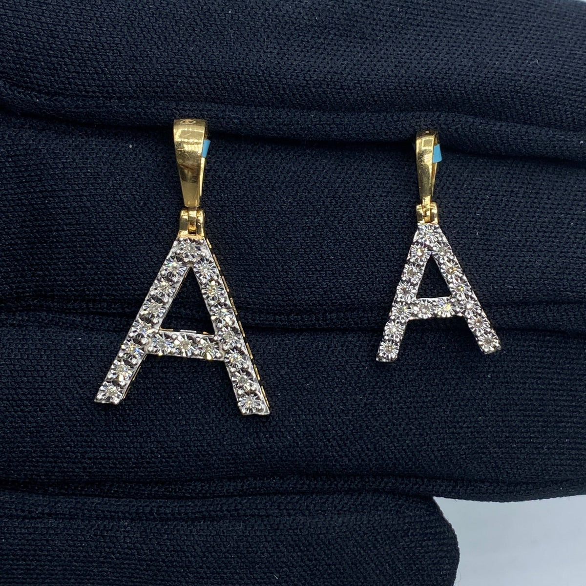 14K Gold Single Stone Initial A Diamond Pendant - additional product view 2