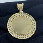 14K Gold Circle Picture Photo CZ Pendant - additional product view 4