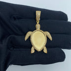14K Gold Sea Turtle Picture Photo Diamond Pendant - additional product view 2