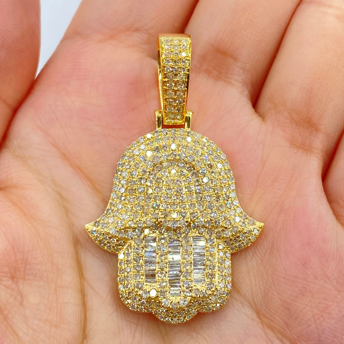 14K Gold Jumbo Hamsa Diamond Pendant - additional product view 2