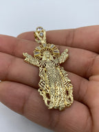 14K Gold Jesus with Halo Pendant 2.25 in - additional product view 8