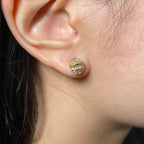 14K Gold Oval Dragon Egg Stud Diamond Baguette Earring - additional product view 5