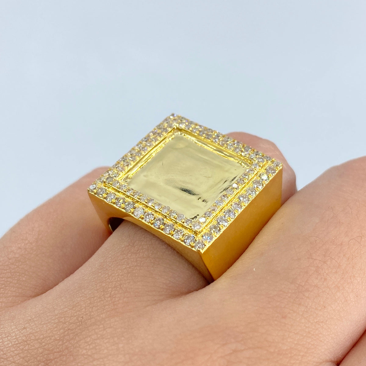 10K Gold Square Photo Diamond Ring - additional product view 2