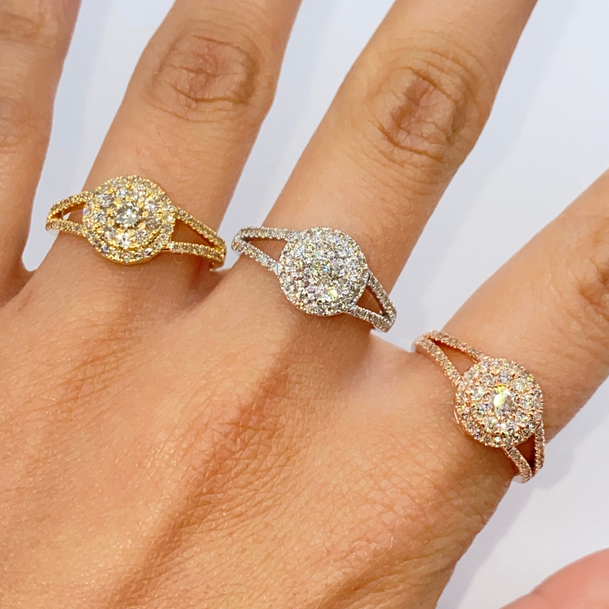 14K Gold Double Halo Circle Diamond Engagement Ring - additional product view 2