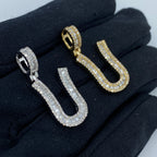 14K Gold Initial U Diamond Baguette Pendant - additional product view 3