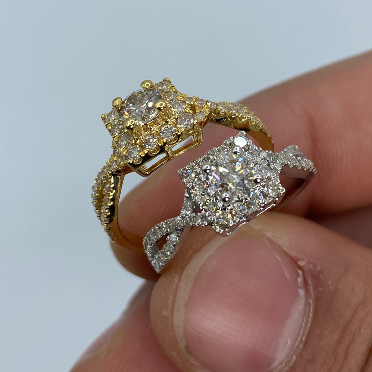 14K Gold Spiral Square Large Center Stone Diamond Engagement Ring - additional product view 8