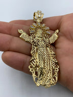 14K Gold Jesus with Halo Pendant 3.25 in - additional product view 7