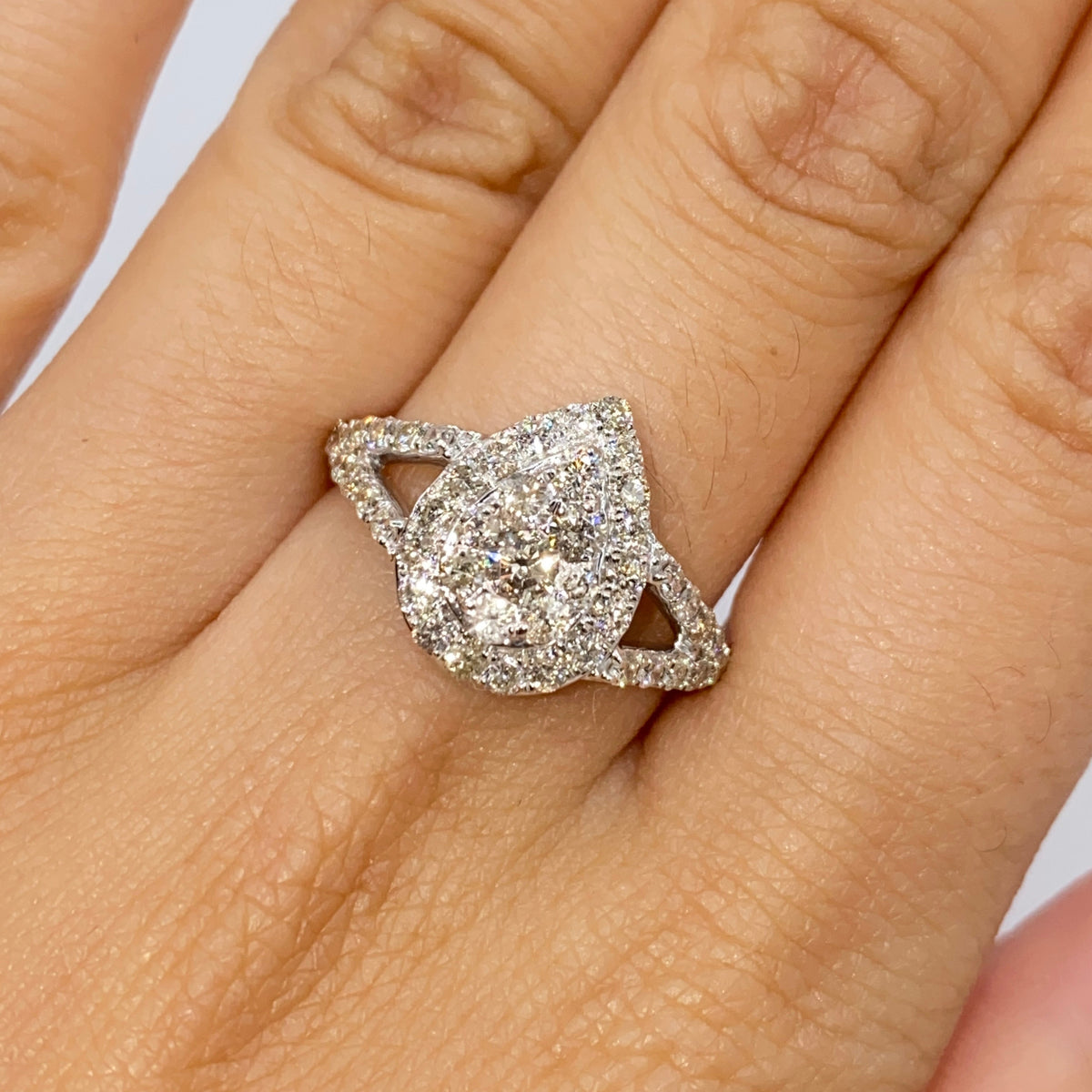 14K Gold Pear Halo Diamond Engagement Ring - additional product view 2