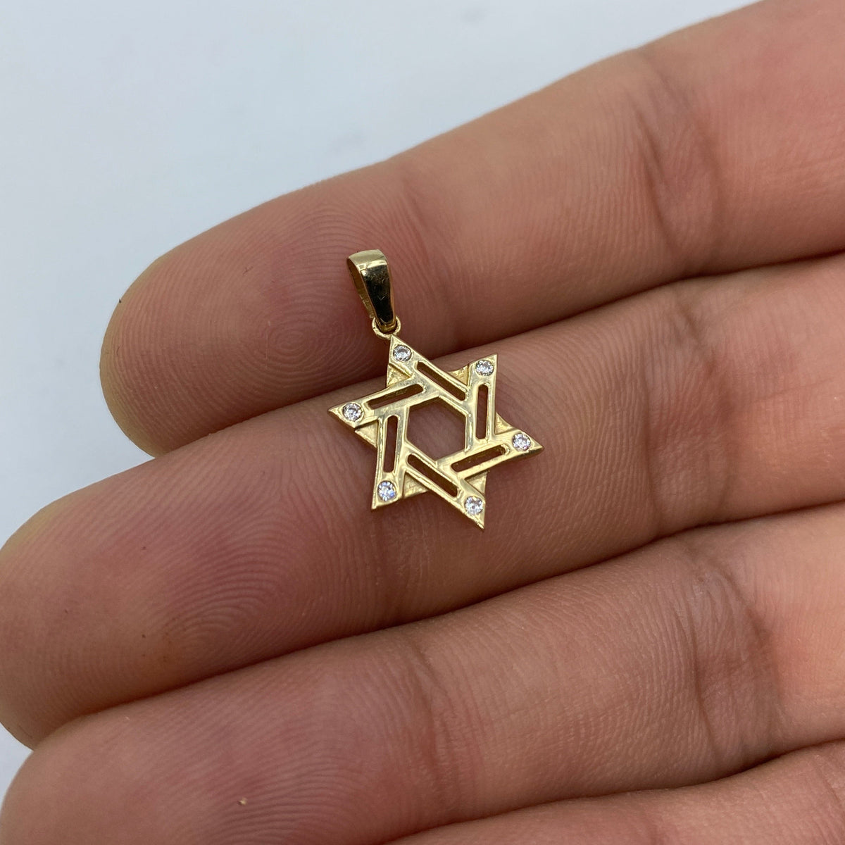 14K Gold Star of David Diamond Pendant - additional product view 3