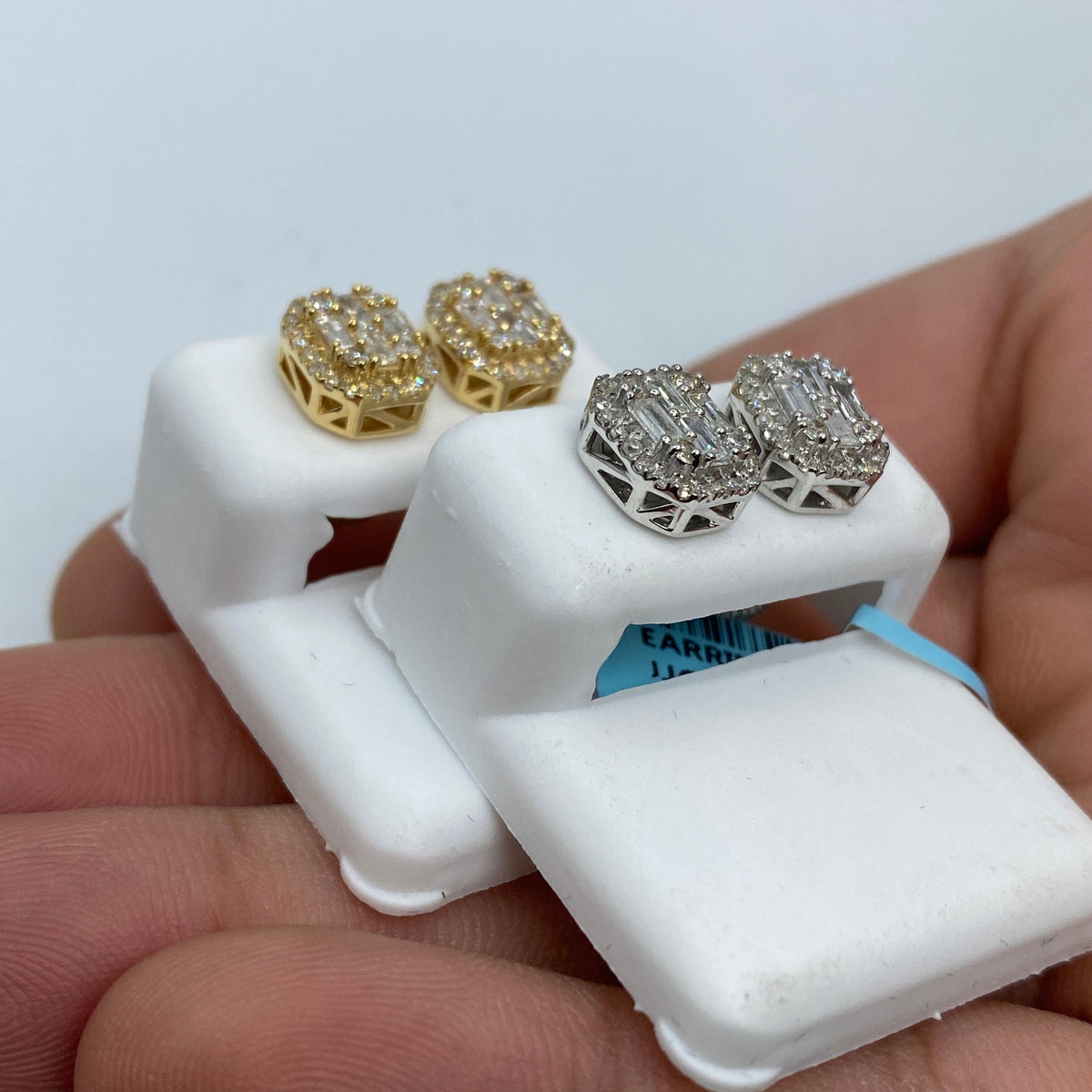 14K Gold Rounded Rectangle Diamond Baguette Earrings 1.2 Ct - additional product view 6