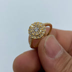14K Gold Circle Thin Band Diamond Engagement Ring in yellow gold - close-up product photo