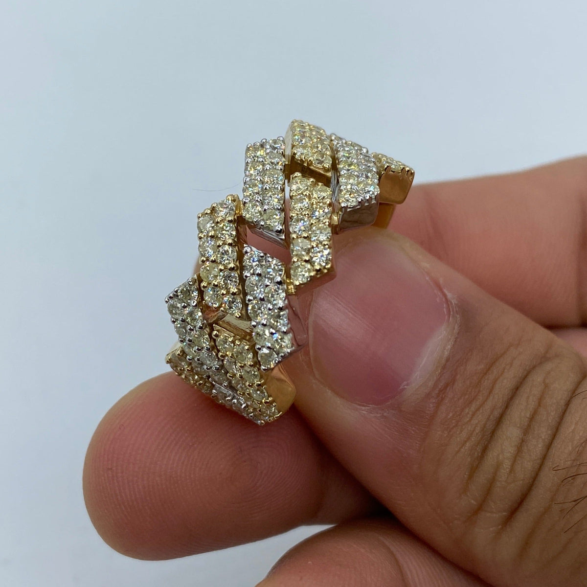 10K Gold Two-Tone Cuban Link Diamond Ring - additional product view 3