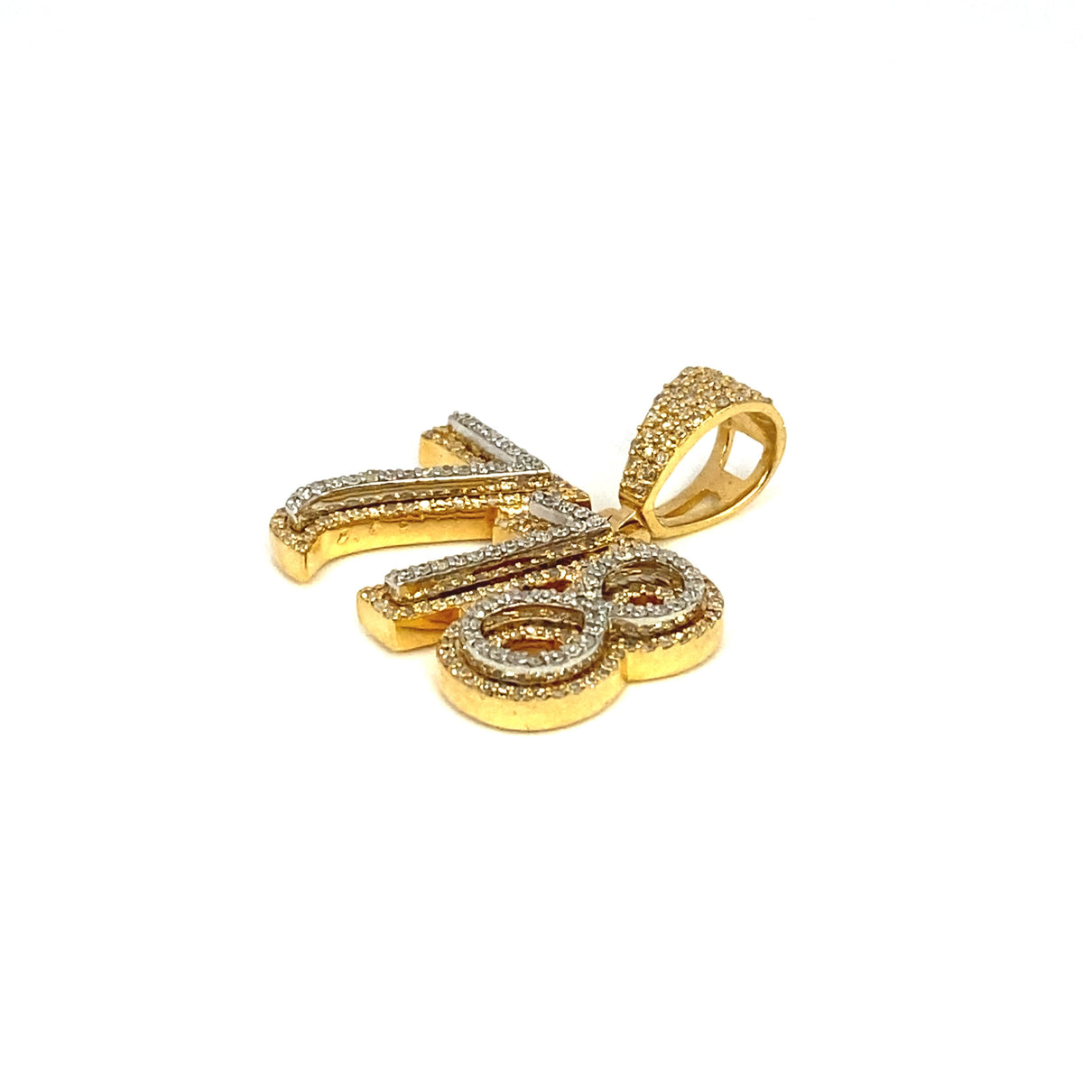 14K Gold 718 Area Code Diamond Pendant - additional product view 4