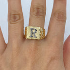 10K Gold Initial Letter Square Block Ring - additional product view 33