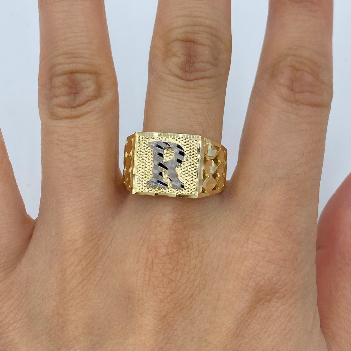 10K Gold Initial Letter Square Block Ring - additional product view 33