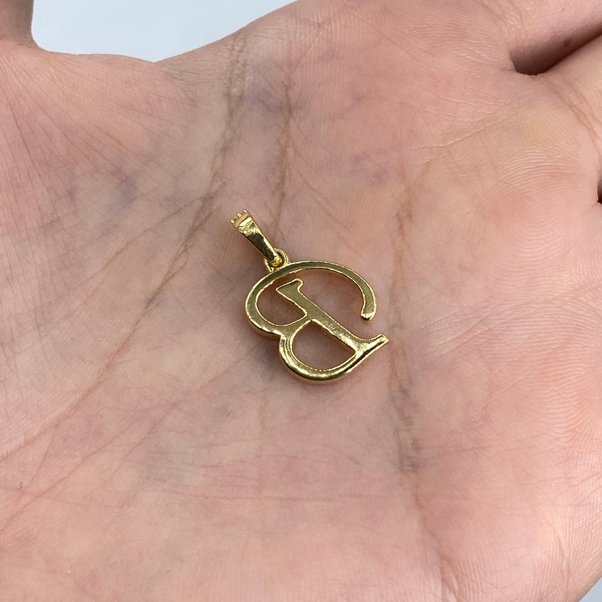 10K Gold Cursive B Initial Diamond Pendant - additional product view 3