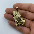 14K Gold Praying Hands Pendant 1.8 in - additional product view 7