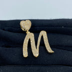 14K Gold Initial M Script Heart Diamond Pendant - additional product view 4