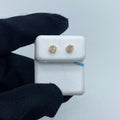 14K Gold Flower Diamond Earrings in yellow gold - close-up product photo