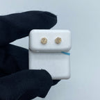 14K Gold Flower Diamond Earrings in yellow gold - close-up product photo