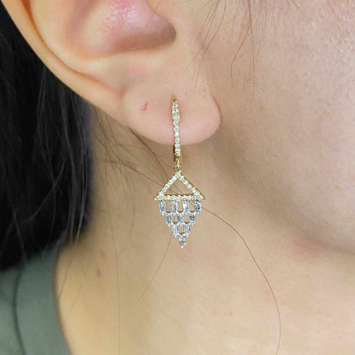 14K Gold Chandelier Diamond Drop Earrings - additional product view 6