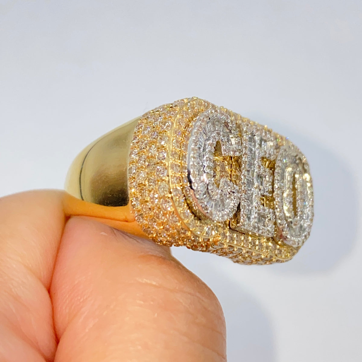 10K Gold/14K CEO Name Plate Diamond Ring - additional product view 4