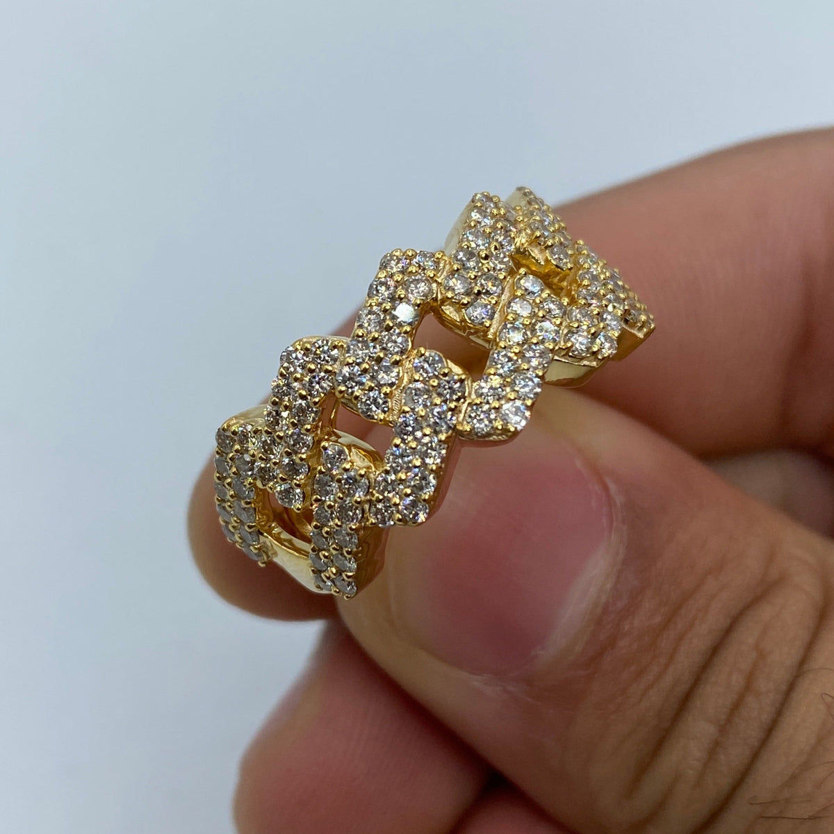 10K Gold Big & Bold Cuban Link Diamond Ring in yellow gold - close-up product photo