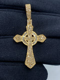 10K Gold Celtic Cross Diamond Baguette Pendant 1.2 Ct in yellow gold - close-up product photo