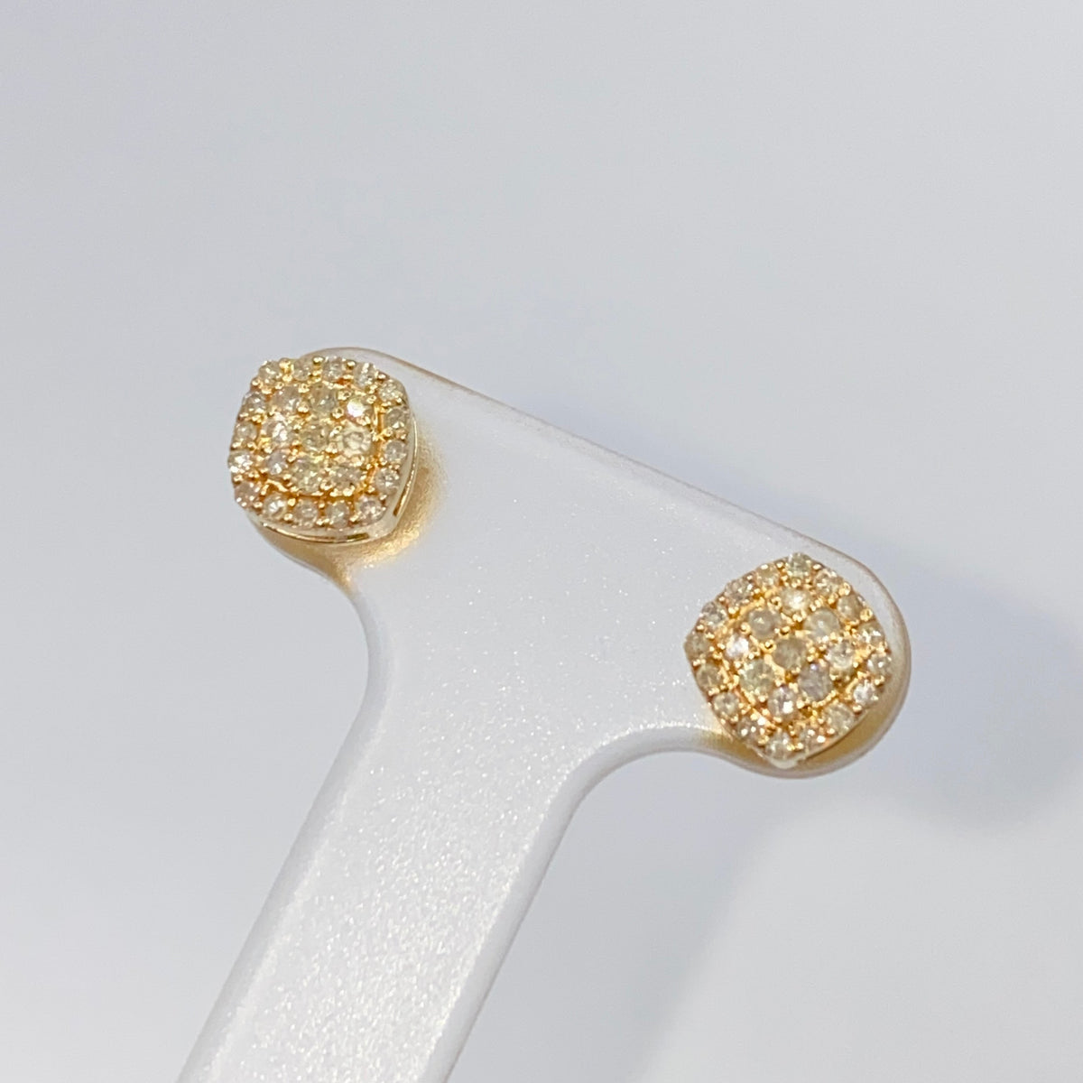 14K Gold 7mm Rounded Square Diamond Earrings - additional product view 4