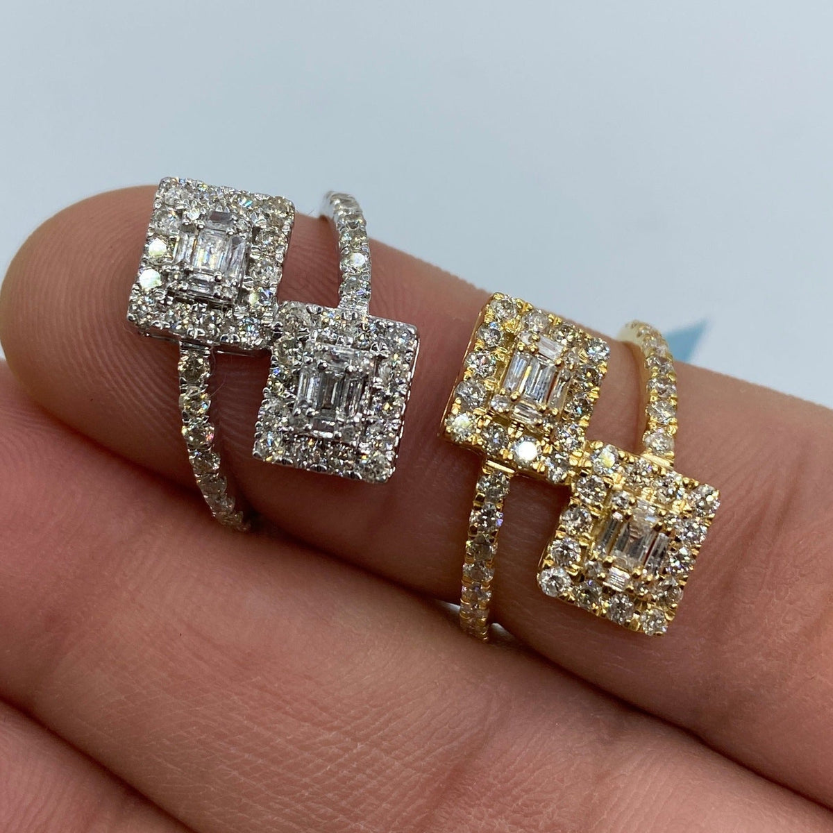 14K Gold Square Bangle Diamond Engagement Ring - additional product view 5