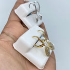14K Gold Navette Diamond Dangling Earrings - additional product view 6