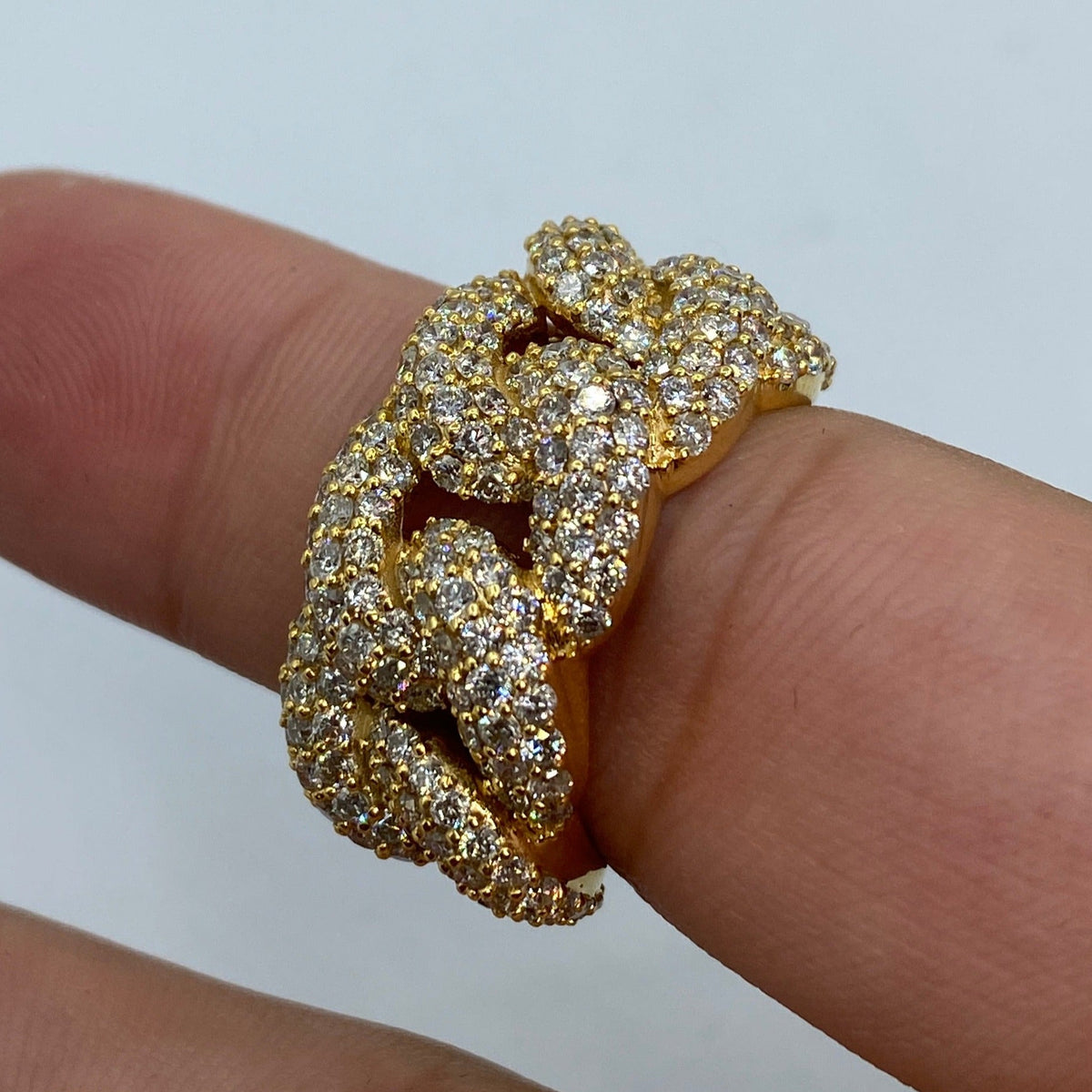 14K Gold Iced-Out Cuban Link Diamond Ring - additional product view 4