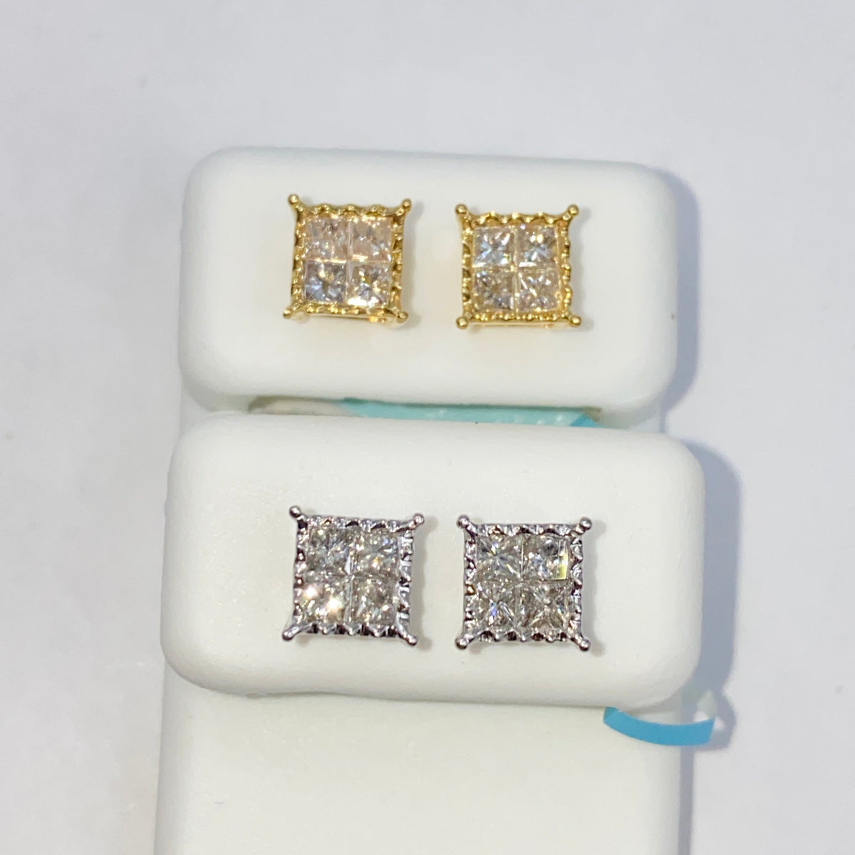 14K Gold Masterpiece Square Diamond Earrings - additional product view 6