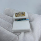 14K Gold Curved Square Diamond Baguette Earrings - additional product view 4